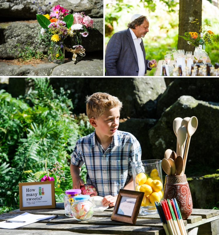 Outdoor, rustic, relaxed Jewish wedding, full of handmade and DIY details, at The Bivouac, Swinton Park, North Yorkshire, UK