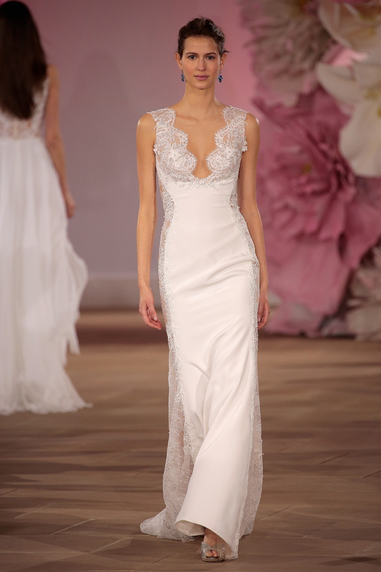 "NEW YORK, NY - APRIL 15: A model walks the runway wearing the Ines Di Santo Bridal Collection Spring 2017 on April 15, 2016 in New York City. (Photo by Randy Brooke/Getty Images for Ines Di Santo)"